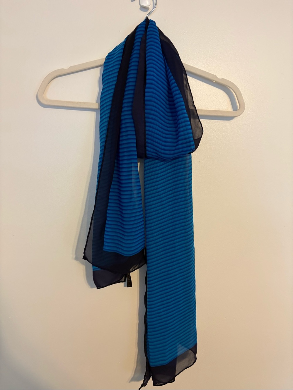 The Limited Blue Striped Scarf with Navy Edge